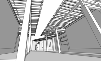 Haus architektonisch skizzieren 3d Illustration png