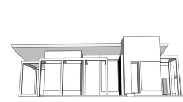 house architectural sketch 3d illustration png