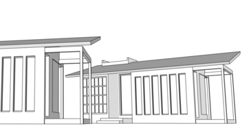 house architectural sketch 3d illustration png