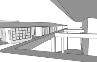 huis bouwkundig schetsen 3d illustratie png