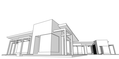 casa arquitetônico esboço 3d ilustração png