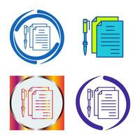 Unique Documents and Pen Vector Icon