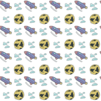 seamless pattern with rocket and moon png