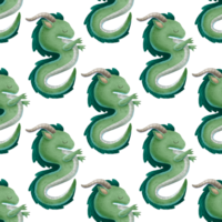 green asian dragon symbol of 2024 year. Chinese traditional cartoon character. Monster. Seamless pattern, endless design png