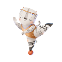 een zwart en wit zebra in een gymnastiek- oranje turnpakje en een hoofdband en pointe schoenen staat Aan een gymnastiek- bal Aan een been. ballet show, circus verscheidenheid prestatie. schattig kinderachtig png