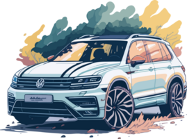 SUV Car Illustration with AI Generative png