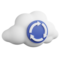 Cloud recovery clipart flat design icon isolated on transparent background, 3D render technology and cyber security concept png
