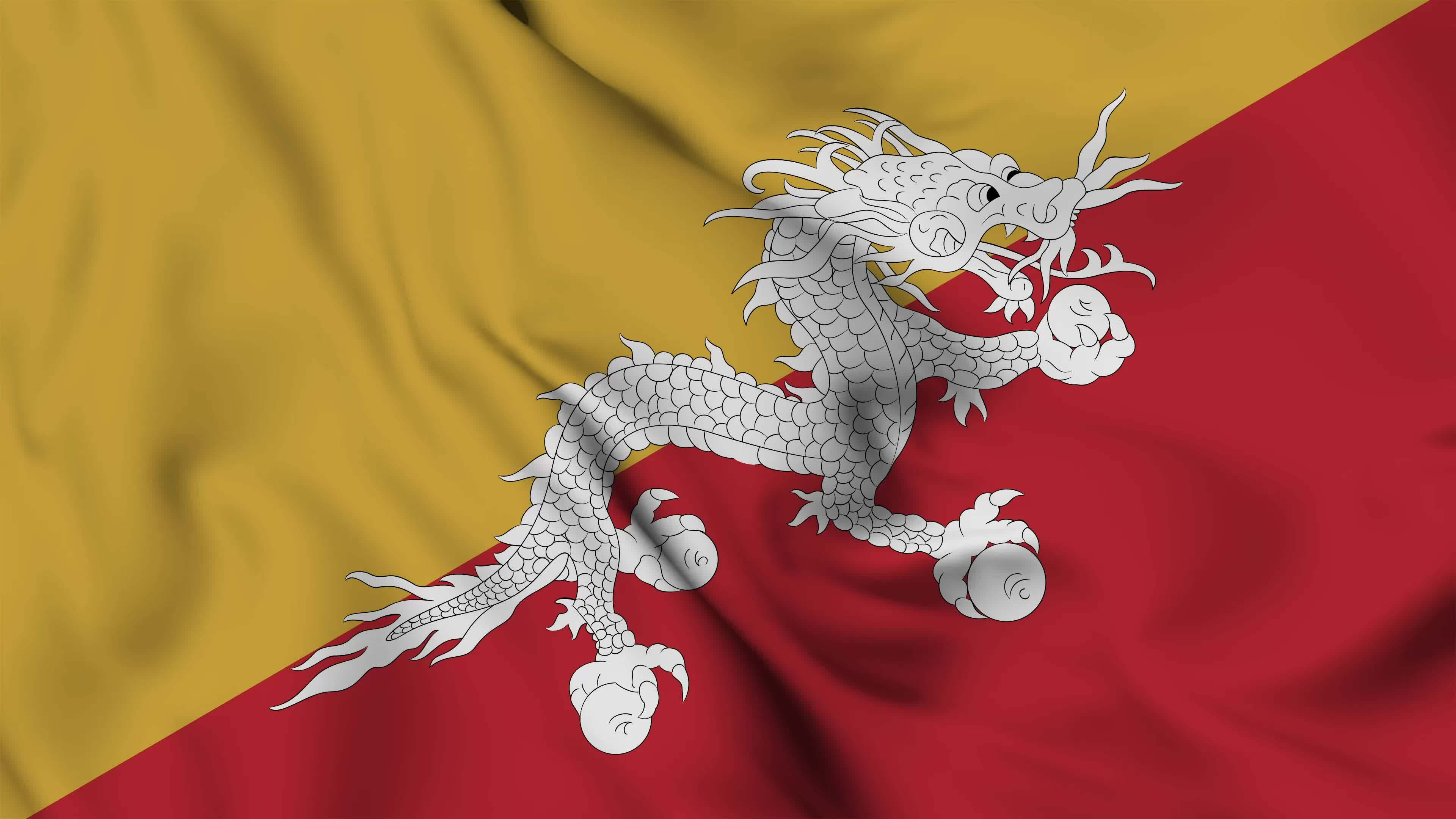 Bhutan flag animation for background in 4k. Happy independence day