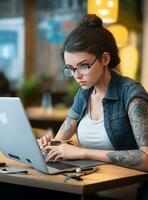 Girl working office photo