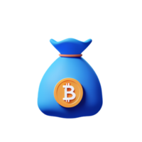 argent sac bitcoin ai génératif png