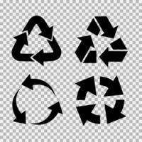 Recycling flat vector icons set. Arrows flat vector icons set