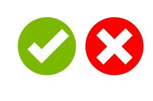 checkmark and x or confirm and deny circle icon button vector