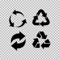 reciclaje plano vector íconos colocar. flechas plano vector íconos conjunto