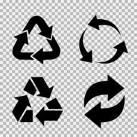 reciclaje plano vector íconos colocar. flechas plano vector íconos conjunto