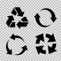 reciclaje plano vector íconos colocar. flechas plano vector íconos conjunto