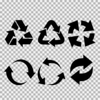 Recycling flat vector icons set. Arrows flat vector icons set