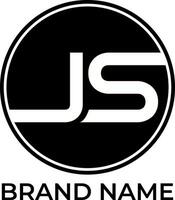 JS circle initial monogram logo design vector