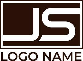 JS initial letter square brown monogram vector