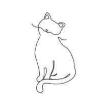 Continuous one line drawing of cat. Abstract kitten, pet in line art style. Vector illustration isolated on white background