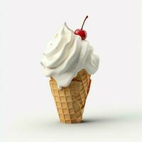 AI generated Ice cream on cone in white isolated background photo