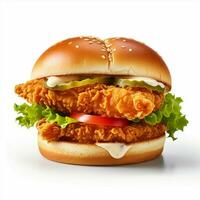 AI generated Chicken sandwich in white isolated background photo