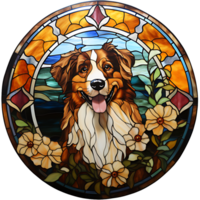 A Stained Glass Dog, PNG - AI Generative