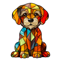 une coloré verre chien, png - ai génératif