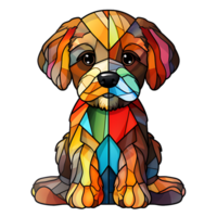 A Stained Glass Dog, PNG - AI Generative