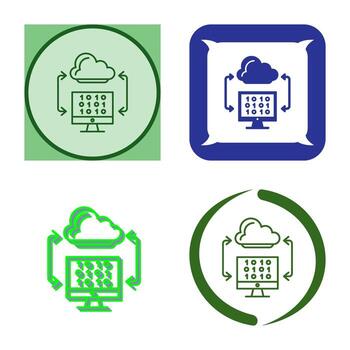 icono de vector de codificación de nube
