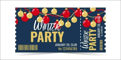 Winter party ticket vector