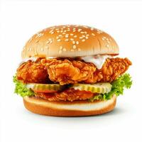 AI generated Chicken sandwich in white isolated background photo