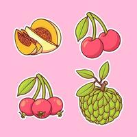 Fruits sticker hand drawn coloring vector icon illustration. food nature icon concept isolated premium vector