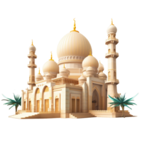 Ramadan kareem golden mosque png ai generative