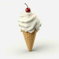 AI generated Ice cream on cone in white isolated background photo