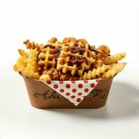 AI generated waffle fries chick in white isolated background photo