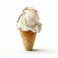 AI generated Ice cream on cone in white isolated background photo