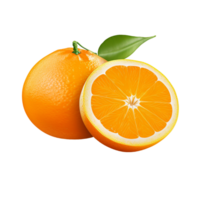 färsk orange med halv orange frukt png ai generativ