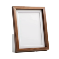 Interior decor still life. Blank wooden picture frame ai generative png