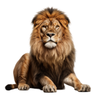 majestuoso león sentado separar png ai generativo