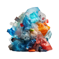 Plastic waste pile for recycling png ai generative