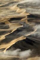 An Aerial view over the vast sand dunes that make up the great sand sea in Namibia. photo