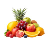 Group of fresh fruits cutout png png ai generative