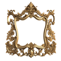 Image render of Antique gold frame ai generative png