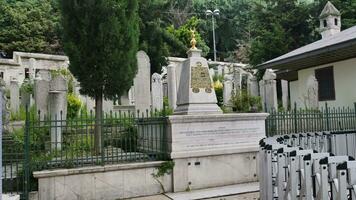 Turquía Estanbul 19 mayo 2023. el otomano histórico antiguo lápidas en cementerio, video