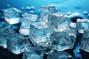 melting cubes on blue background Generative AI photo