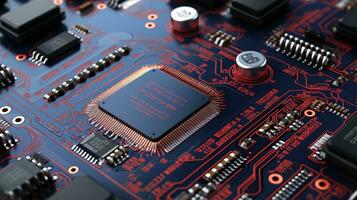 Electronic circuit board close up  Generative AI. photo