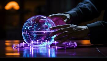 Abstract background with an exploding sphere design Generative AI photo
