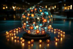 Global business internet network connection Generative AI. photo