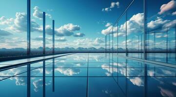 Glass open building architecture Generative AI photo