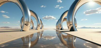 Transparent road made in the Desert Generative AI photo